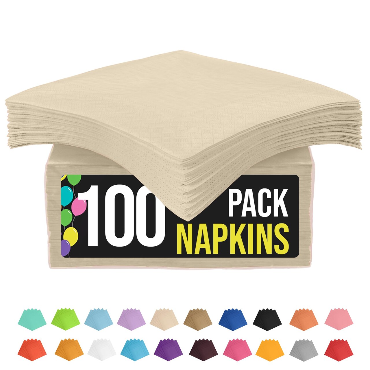 Party Solids Paper Napkins Disposable Everyday 100 Pcs 2 Ply Napkins Paper Everyday For Parties & Party Supplies